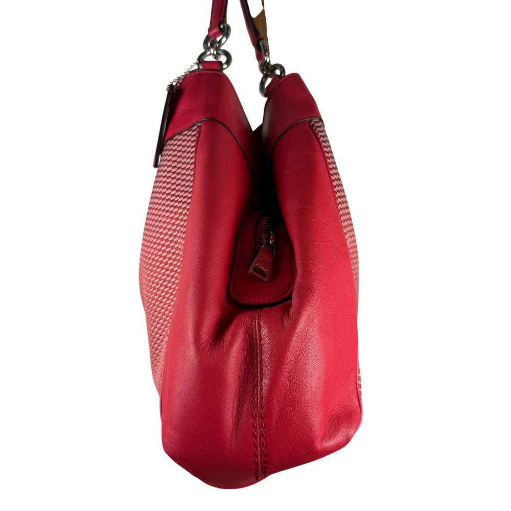 Coach Lexy Legacy Jacquard Hot Pink Leather Hobo Barbiecore Shoulder Bag F57540 - Picture 5 of 16